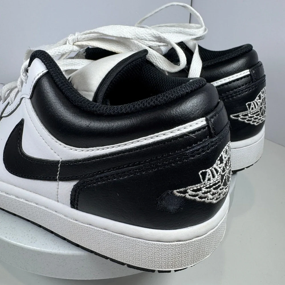 Nike Air Jordan 1 Low White Black Leather Sneakers Men's Size‎ 9
